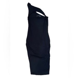 Naked Wardrobe One Shoulder Black Midi Dress Size M